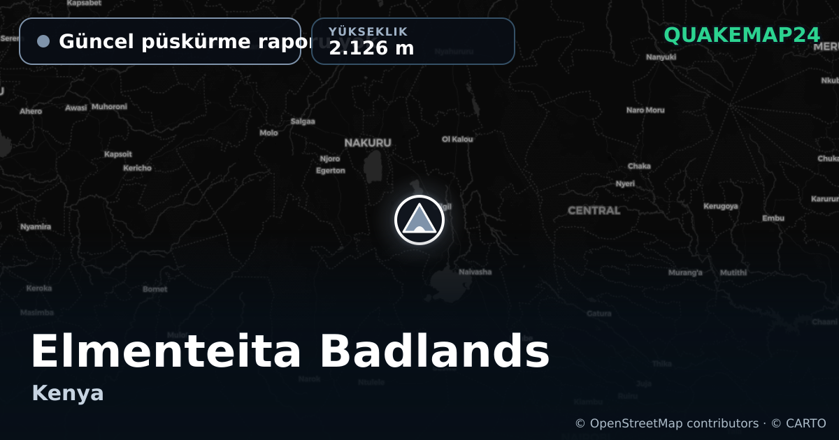 Elmenteita Badlands · Güncel püskürme raporu yok · 2.126 m