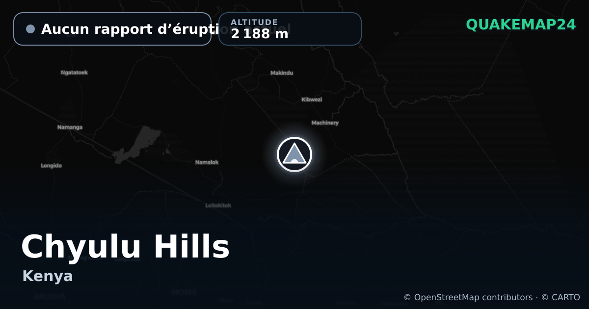 Chyulu Hills · Aucun rapport d’éruption actuel · 2 188 m