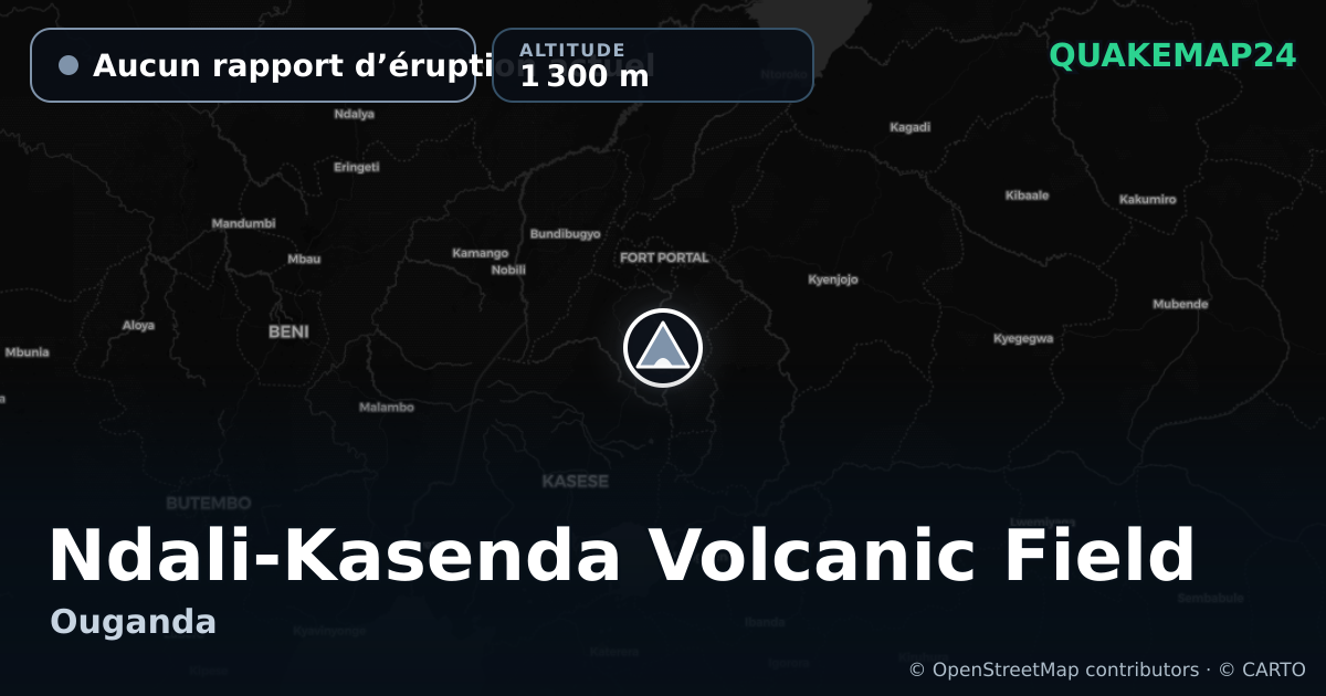 Ndali-Kasenda Volcanic Field · Aucun rapport d’éruption actuel · 1 300 m