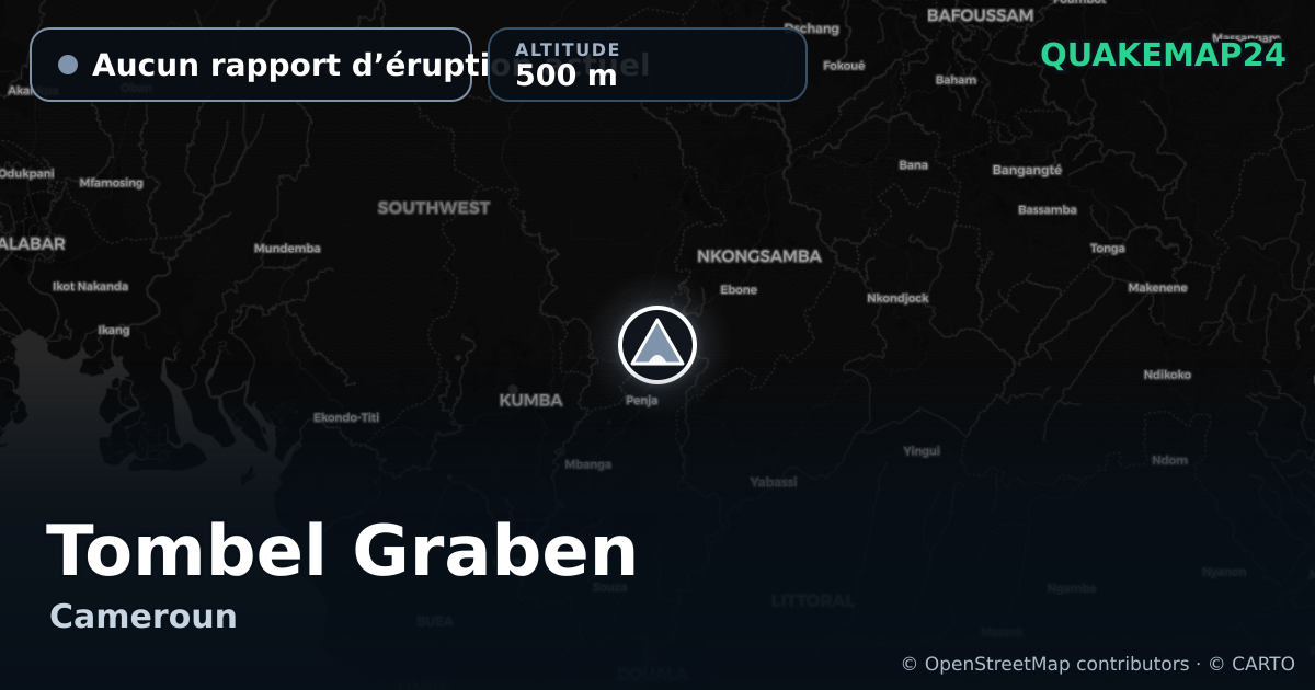Tombel Graben · Aucun rapport d’éruption actuel · 500 m