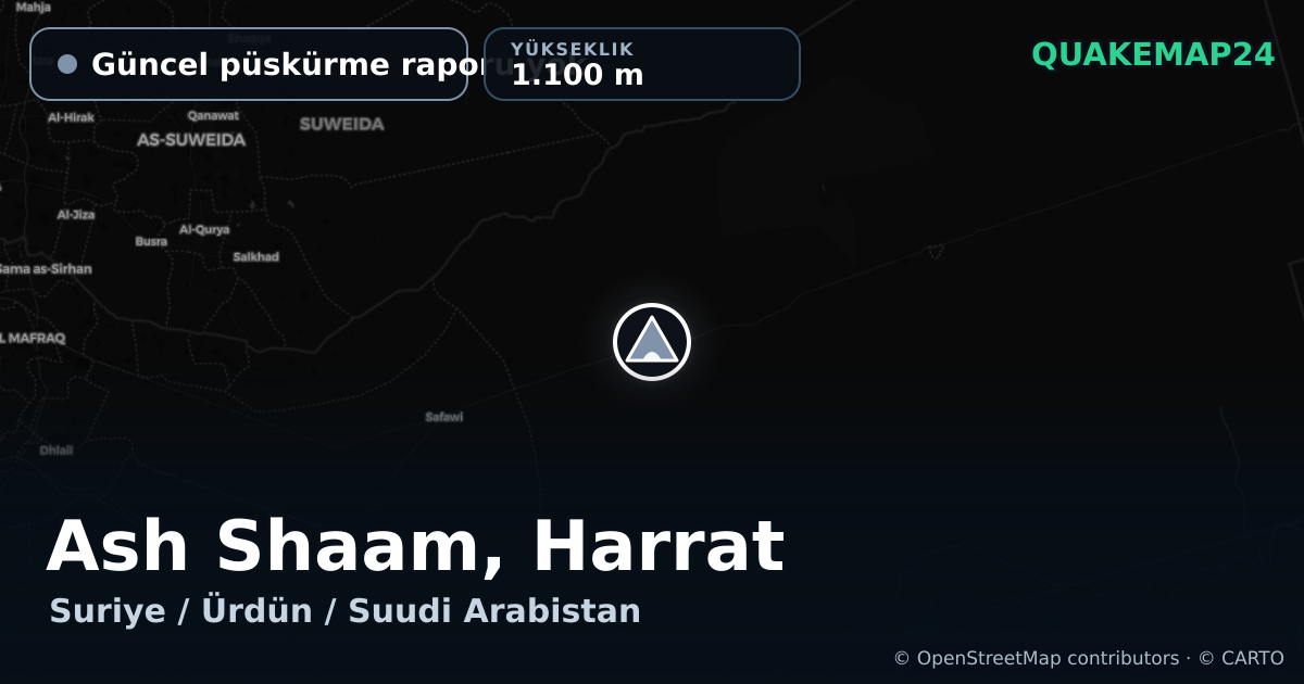Ash Shaam, Harrat · Güncel püskürme raporu yok · 1.100 m