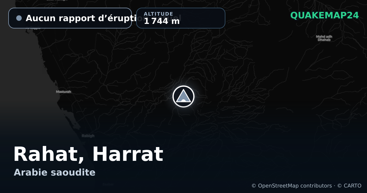 Rahat, Harrat · Aucun rapport d’éruption actuel · 1 744 m