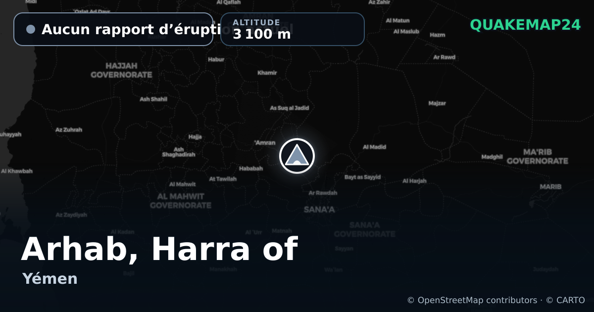 Arhab, Harra of · Aucun rapport d’éruption actuel · 3 100 m