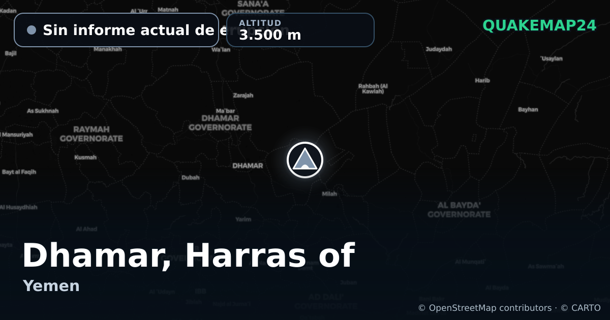 Dhamar, Harras of · Sin informe actual de erupción · 3.500 m