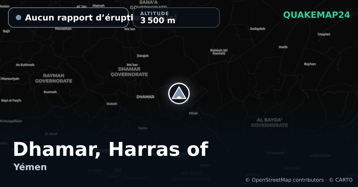 Dhamar, Harras of · Aucun rapport d’éruption actuel · 3 500 m