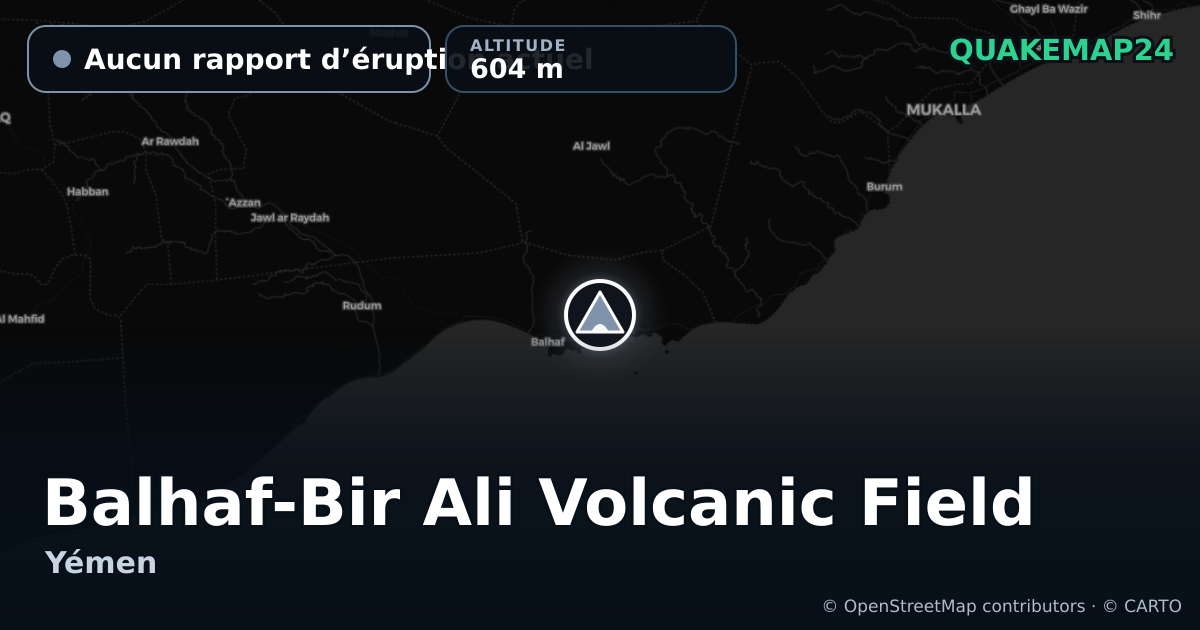 Balhaf-Bir Ali Volcanic Field · Aucun rapport d’éruption actuel · 604 m