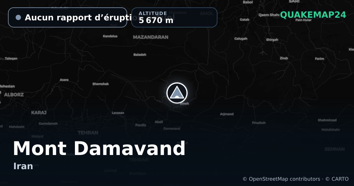 Mont Damavand · Aucun rapport d’éruption actuel · 5 670 m