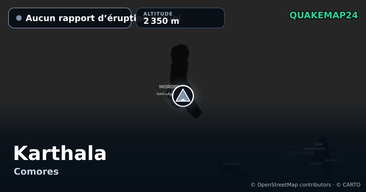 Karthala · Aucun rapport d’éruption actuel · 2 350 m
