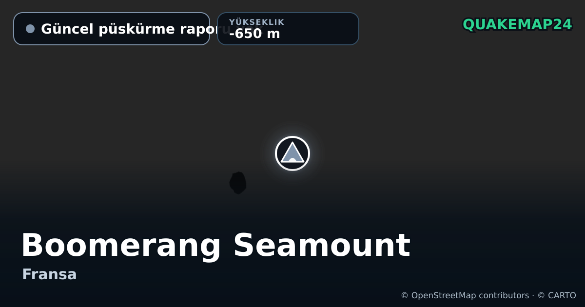 Boomerang Seamount · Güncel püskürme raporu yok · -650 m
