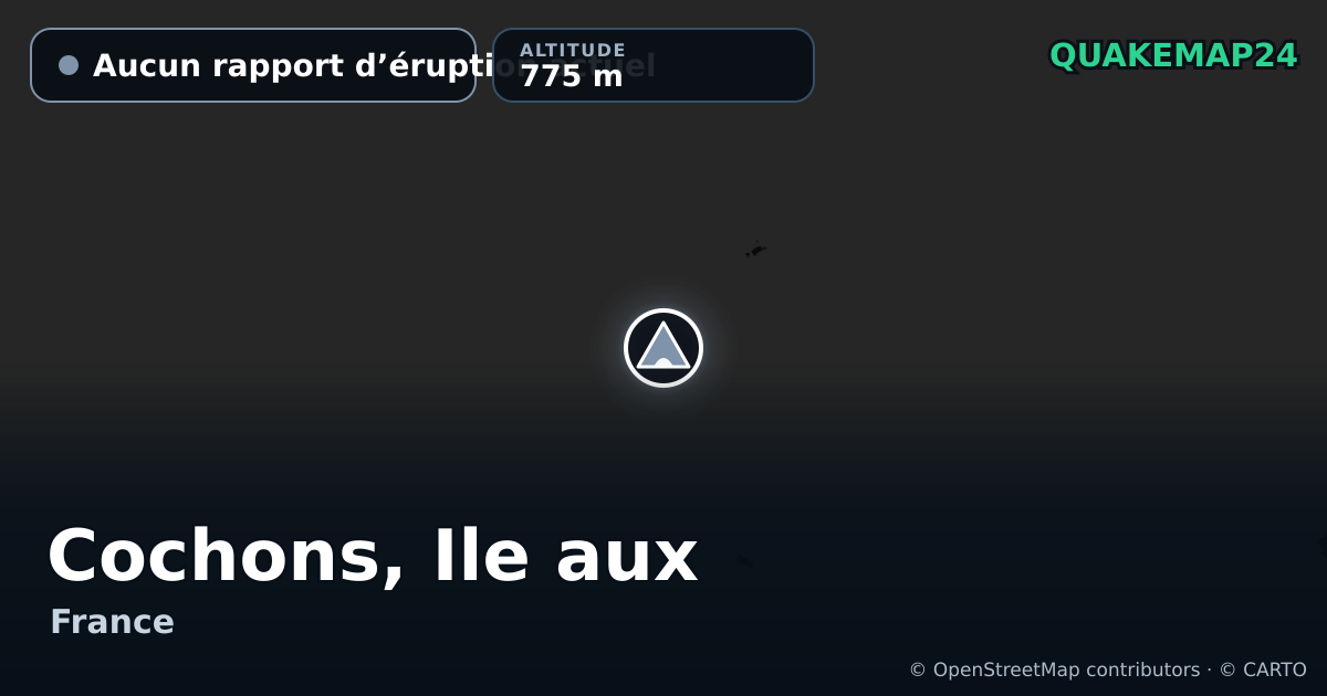 Cochons, Ile aux · Aucun rapport d’éruption actuel · 775 m