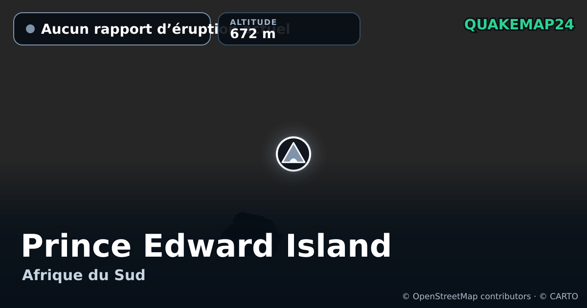 Prince Edward Island · Aucun rapport d’éruption actuel · 672 m