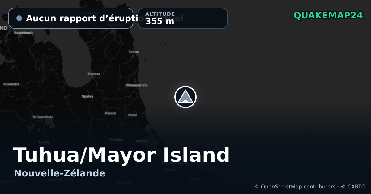 Tuhua/Mayor Island · Aucun rapport d’éruption actuel · 355 m