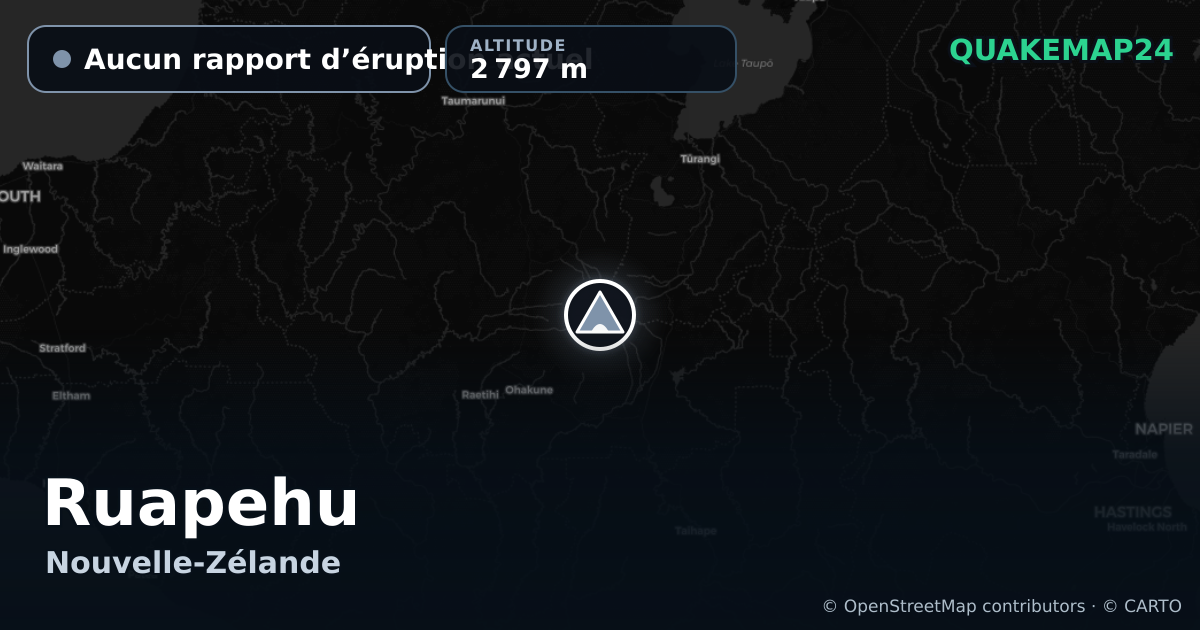 Ruapehu · Aucun rapport d’éruption actuel · 2 797 m