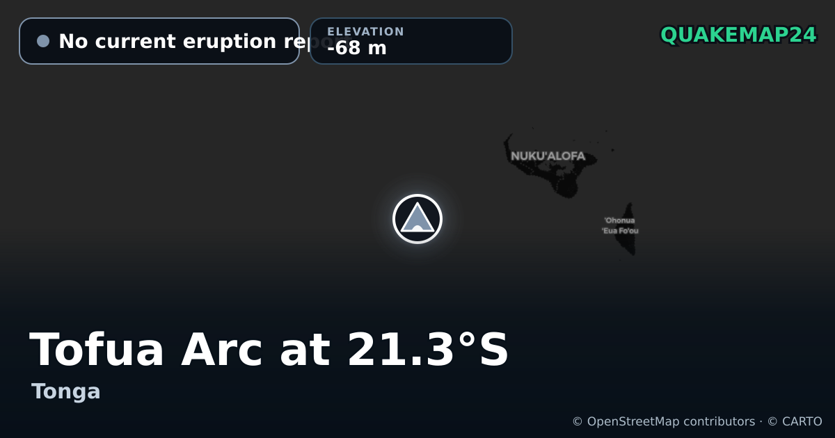 Tofua Arc at 21.3°S · No current eruption report · -68 m