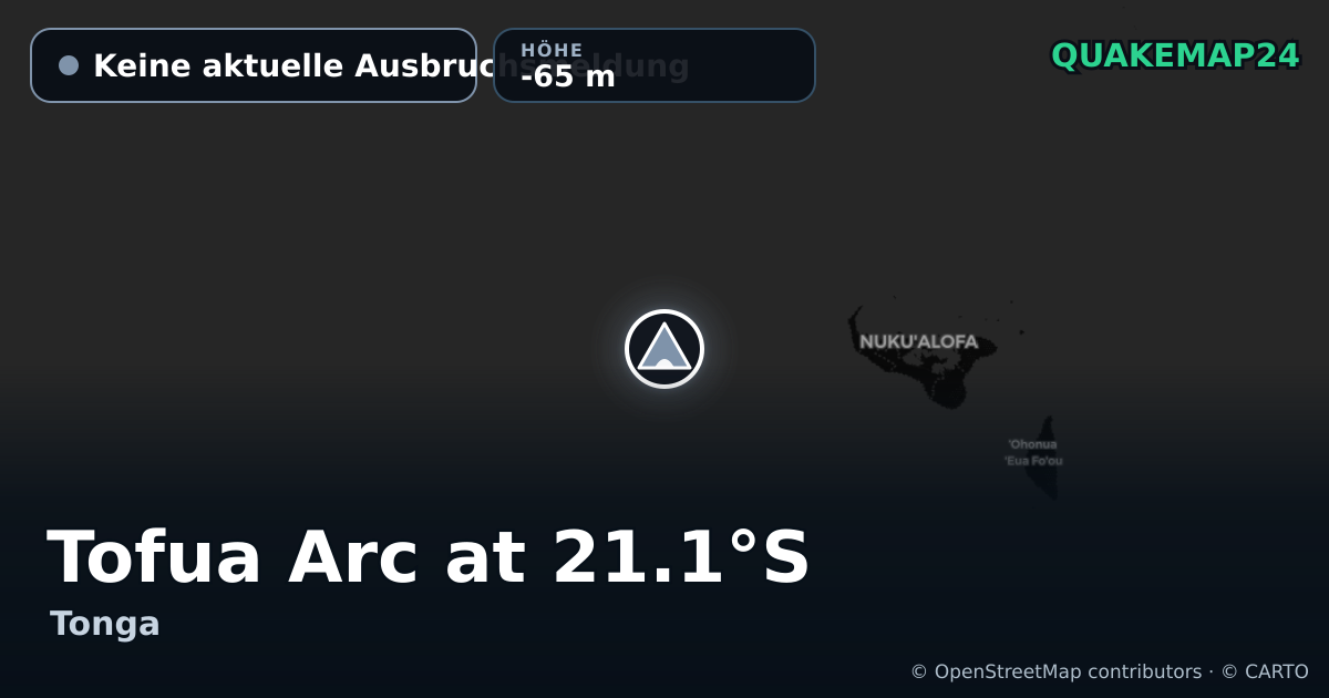 Tofua Arc at 21.1°S · Keine aktuelle Ausbruchsmeldung · -65 m