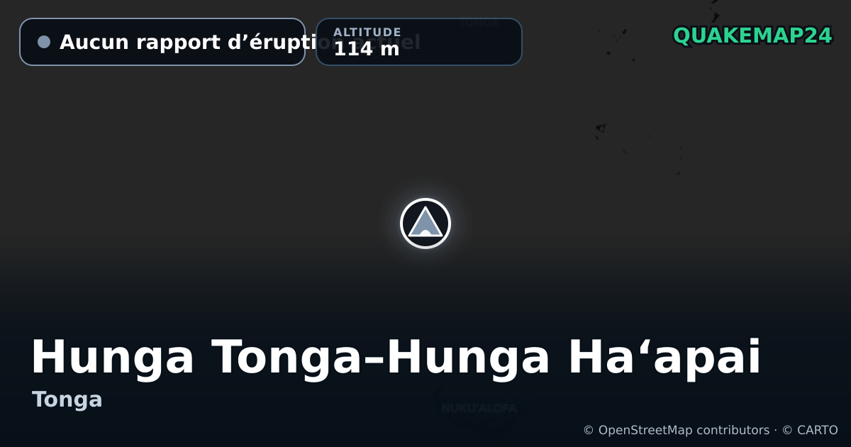 Hunga Tonga–Hunga Haʻapai · Aucun rapport d’éruption actuel · 114 m