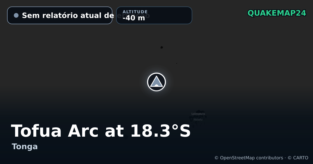Tofua Arc at 18.3°S · Sem relatório atual de erupção · -40 m