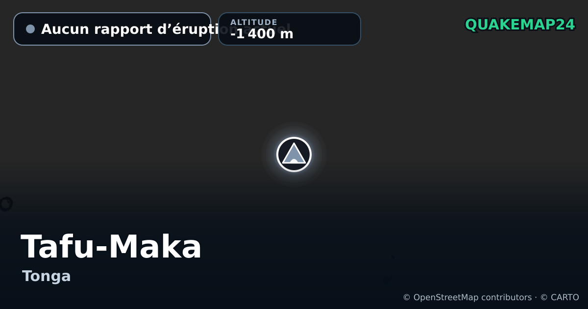 Tafu-Maka · Aucun rapport d’éruption actuel · -1 400 m