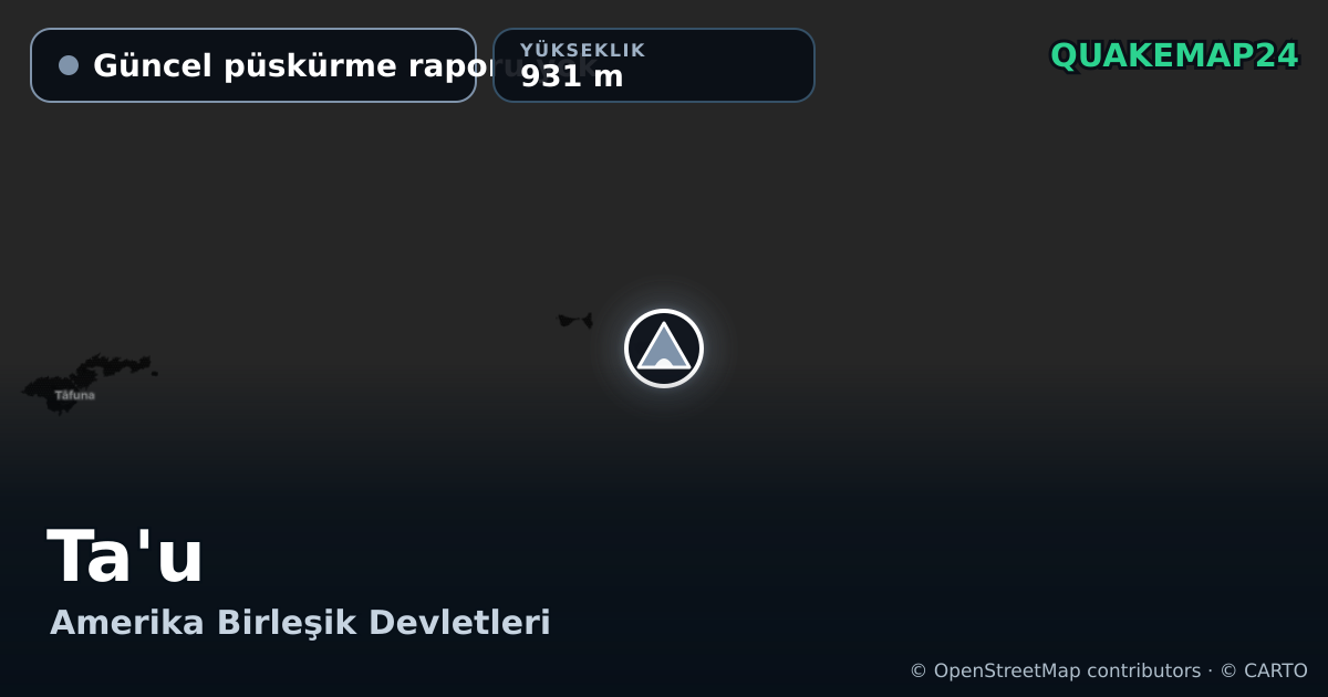 Ta'u · Güncel püskürme raporu yok · 931 m