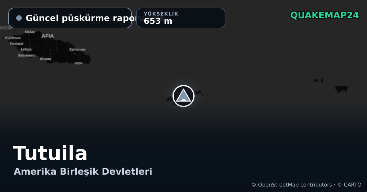 Tutuila · Güncel püskürme raporu yok · 653 m