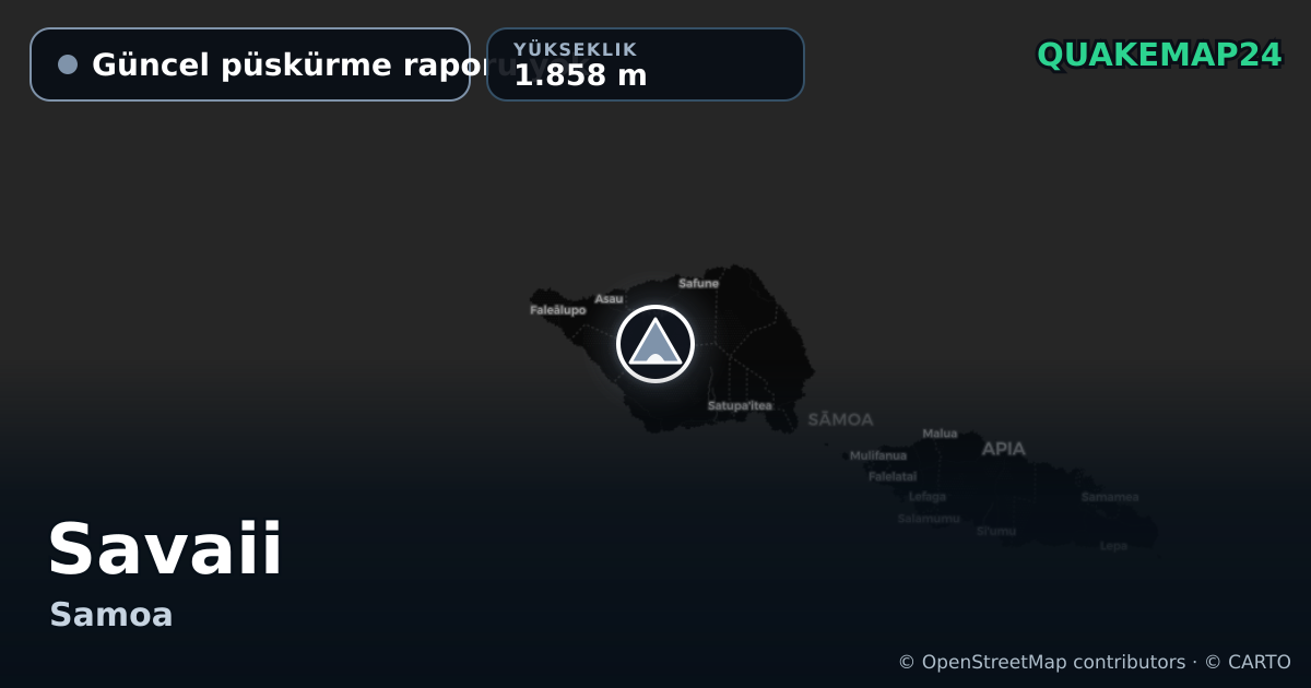 Savaii · Güncel püskürme raporu yok · 1.858 m