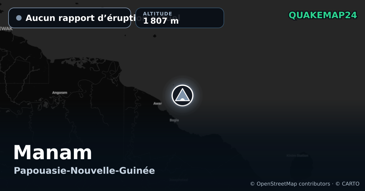 Manam · Aucun rapport d’éruption actuel · 1 807 m