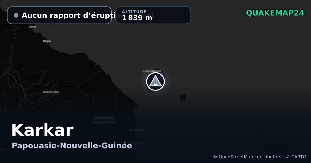 Karkar · Aucun rapport d’éruption actuel · 1 839 m