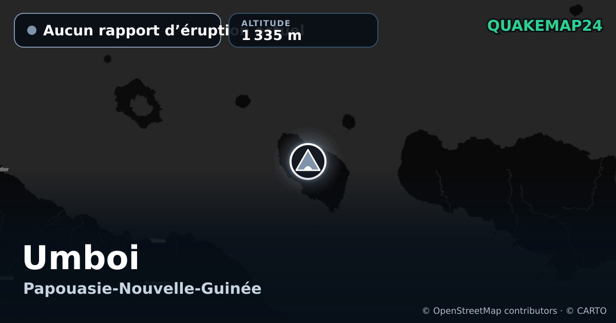 Umboi · Aucun rapport d’éruption actuel · 1 335 m