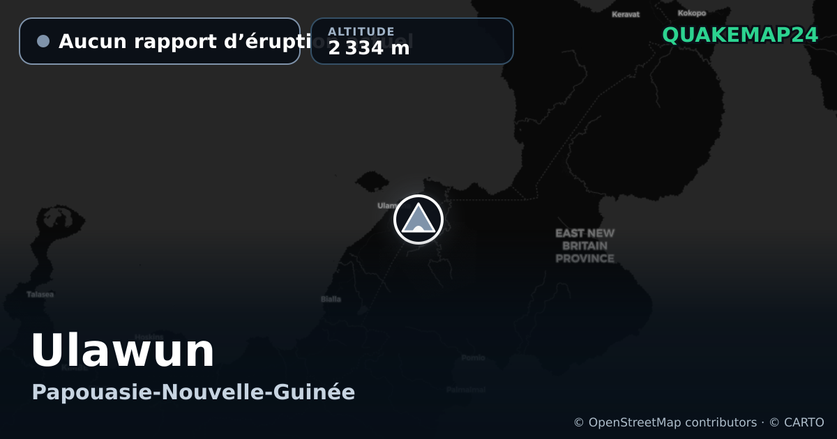 Ulawun · Aucun rapport d’éruption actuel · 2 334 m