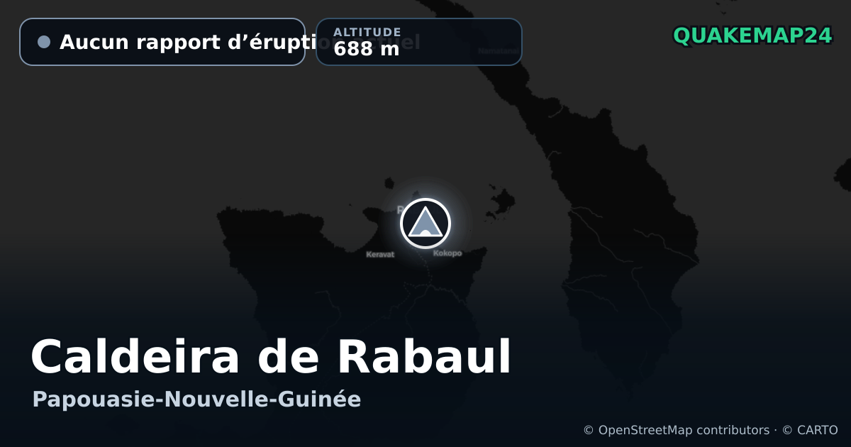 Caldeira de Rabaul · Aucun rapport d’éruption actuel · 688 m