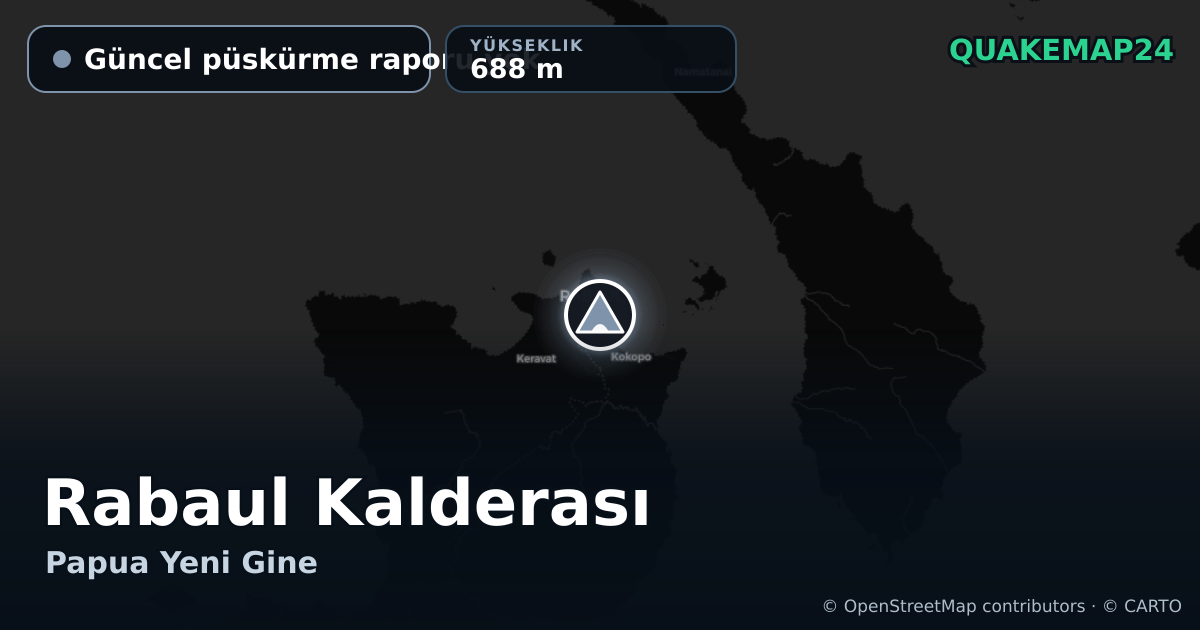 Rabaul Kalderası · Güncel püskürme raporu yok · 688 m