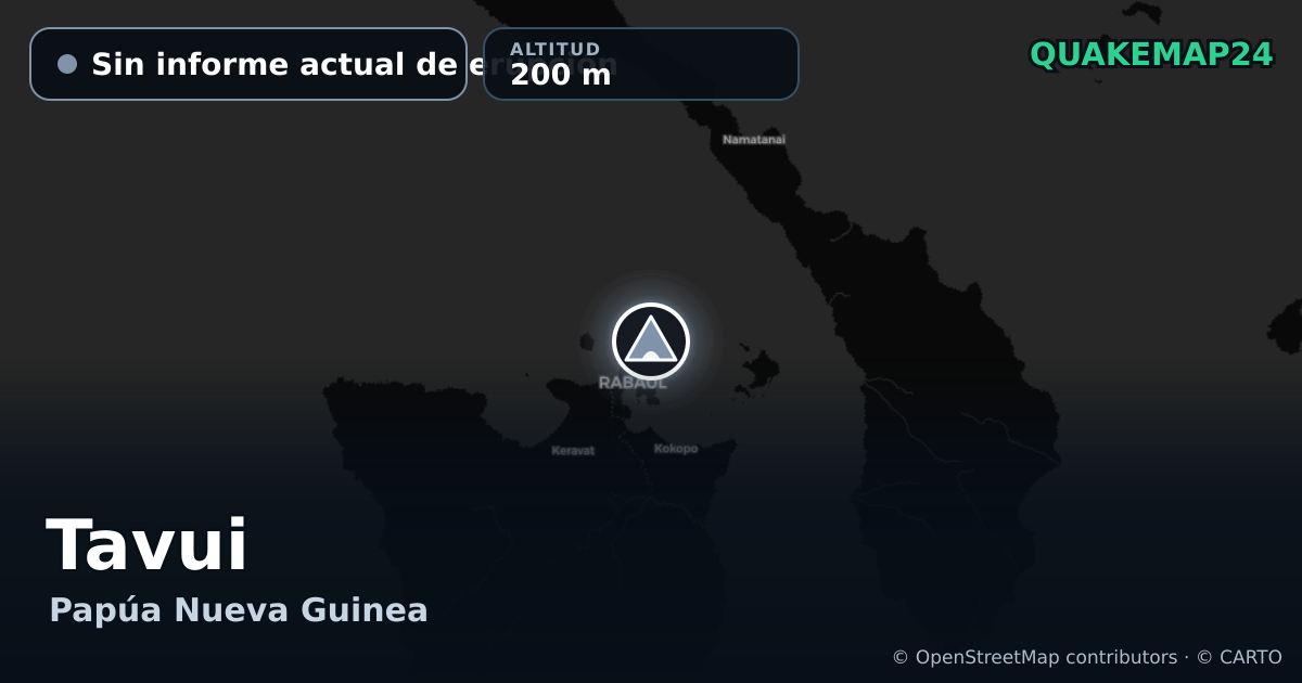 Tavui · Sin informe actual de erupción · 200 m