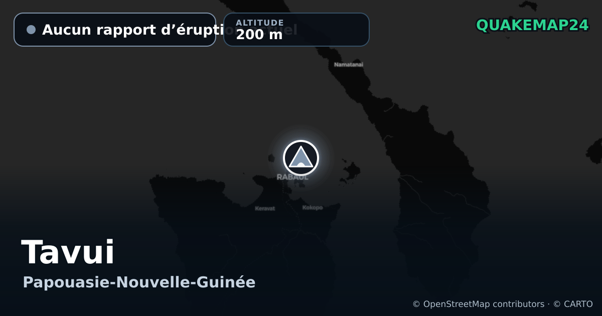 Tavui · Aucun rapport d’éruption actuel · 200 m