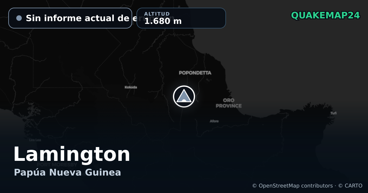 Lamington · Sin informe actual de erupción · 1.680 m