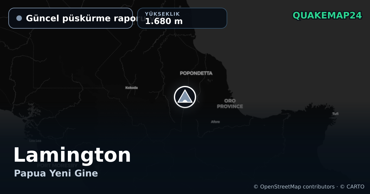 Lamington · Güncel püskürme raporu yok · 1.680 m