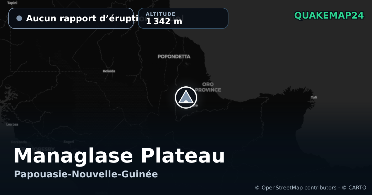 Managlase Plateau · Aucun rapport d’éruption actuel · 1 342 m