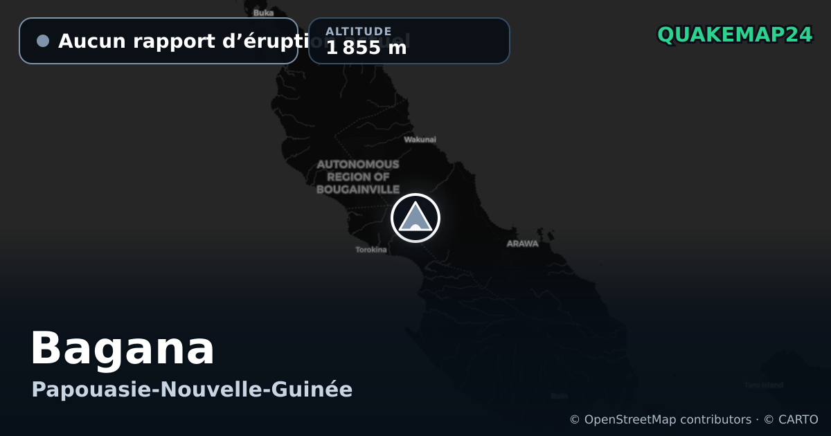 Bagana · Aucun rapport d’éruption actuel · 1 855 m