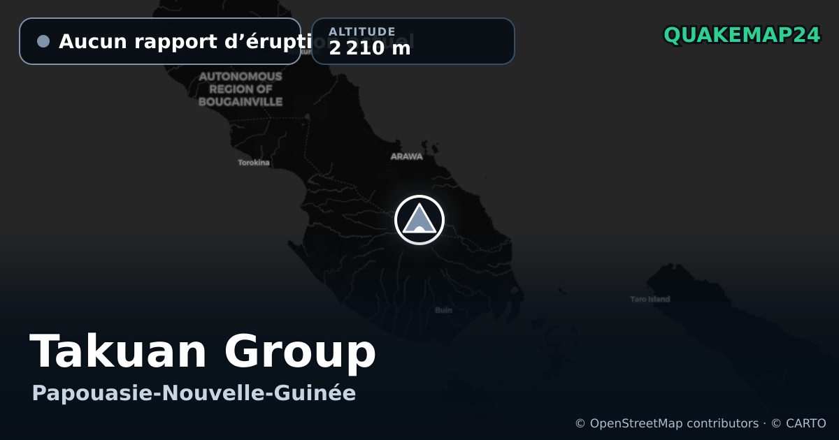 Takuan Group · Aucun rapport d’éruption actuel · 2 210 m