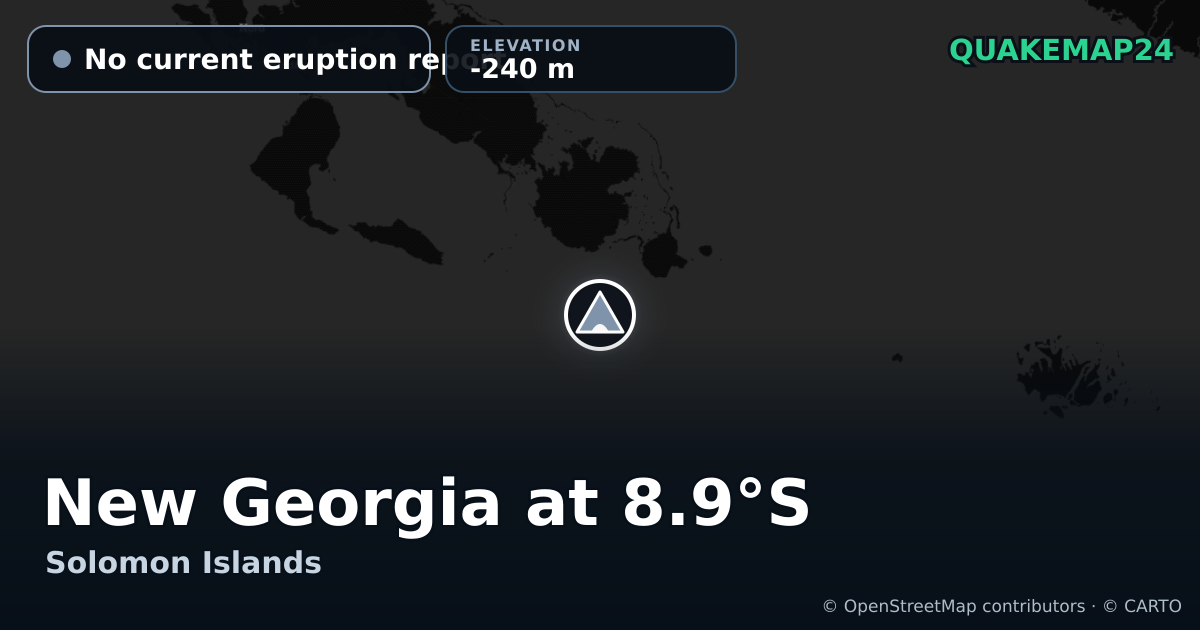 New Georgia at 8.9°S · No current eruption report · -240 m