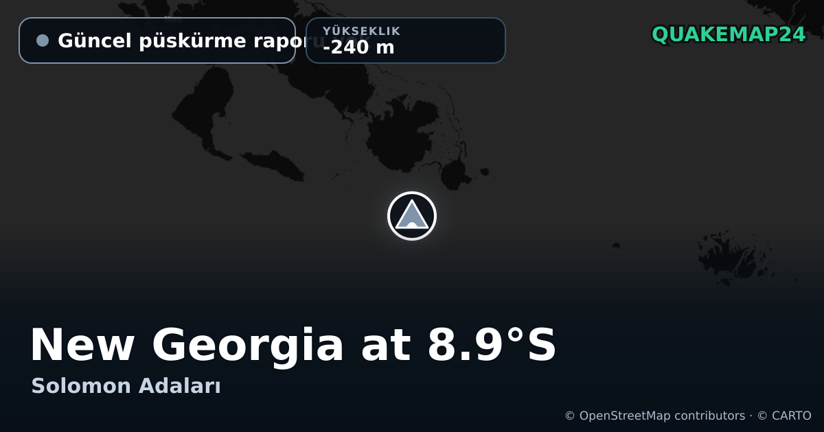 New Georgia at 8.9°S · Güncel püskürme raporu yok · -240 m