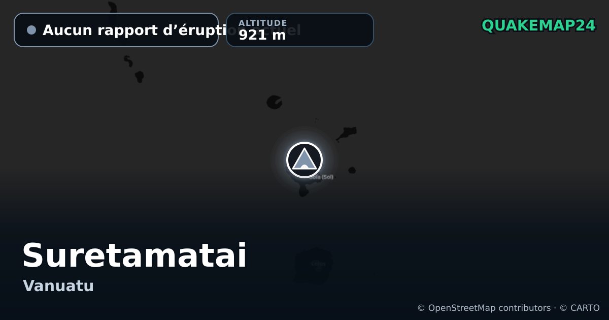Suretamatai · Aucun rapport d’éruption actuel · 921 m