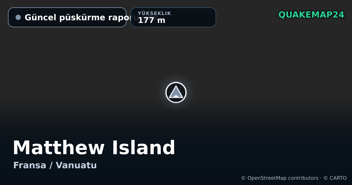 Matthew Island · Güncel püskürme raporu yok · 177 m