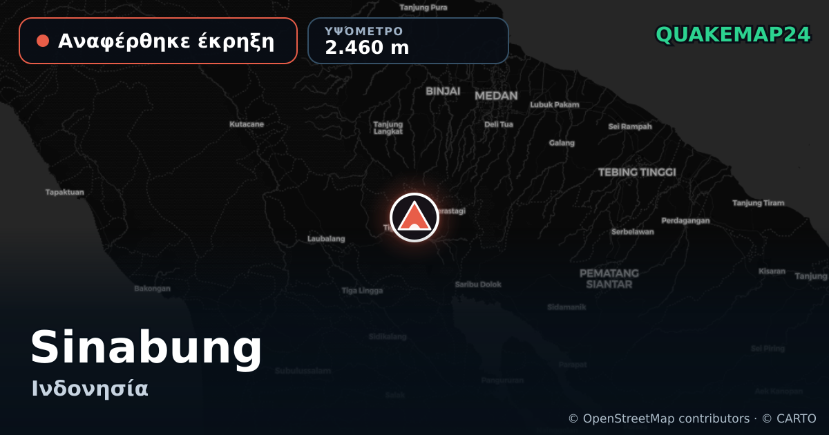 Sinabung · Αναφέρθηκε έκρηξη · 2.460 m