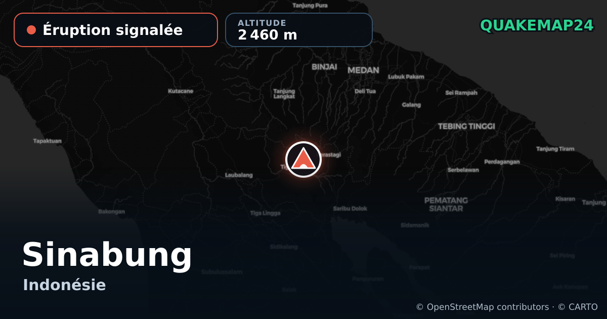 Sinabung · Éruption signalée · 2 460 m