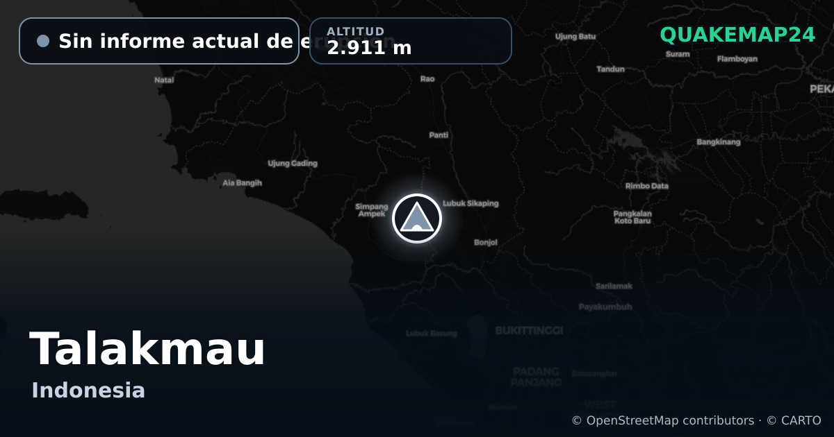 Talakmau · Sin informe actual de erupción · 2.911 m