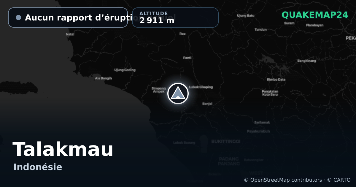 Talakmau · Aucun rapport d’éruption actuel · 2 911 m