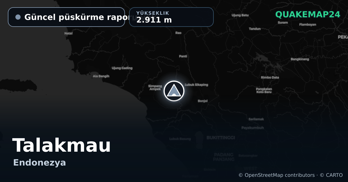 Talakmau · Güncel püskürme raporu yok · 2.911 m