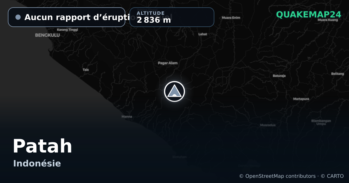 Patah · Aucun rapport d’éruption actuel · 2 836 m