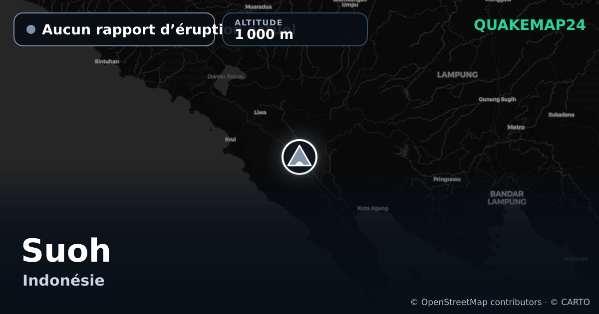 Suoh · Aucun rapport d’éruption actuel · 1 000 m
