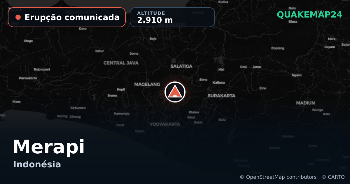 Merapi · Erupção comunicada · 2.910 m